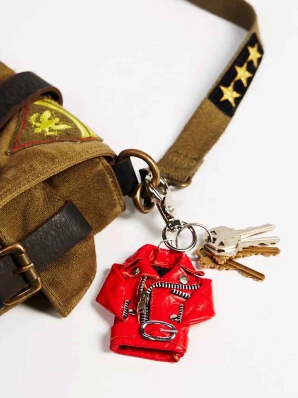Free People x Understated Leather Mini Moto Leather Jacket Keychain Bag Charm